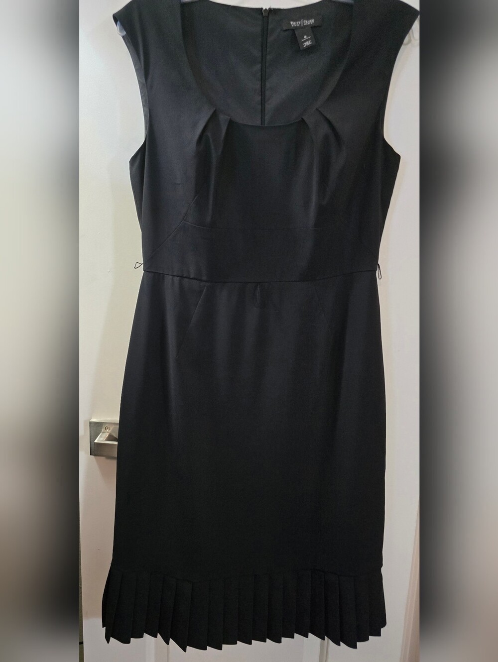 White House Black Market Black Pleated Hem Sheath Dress Size 6